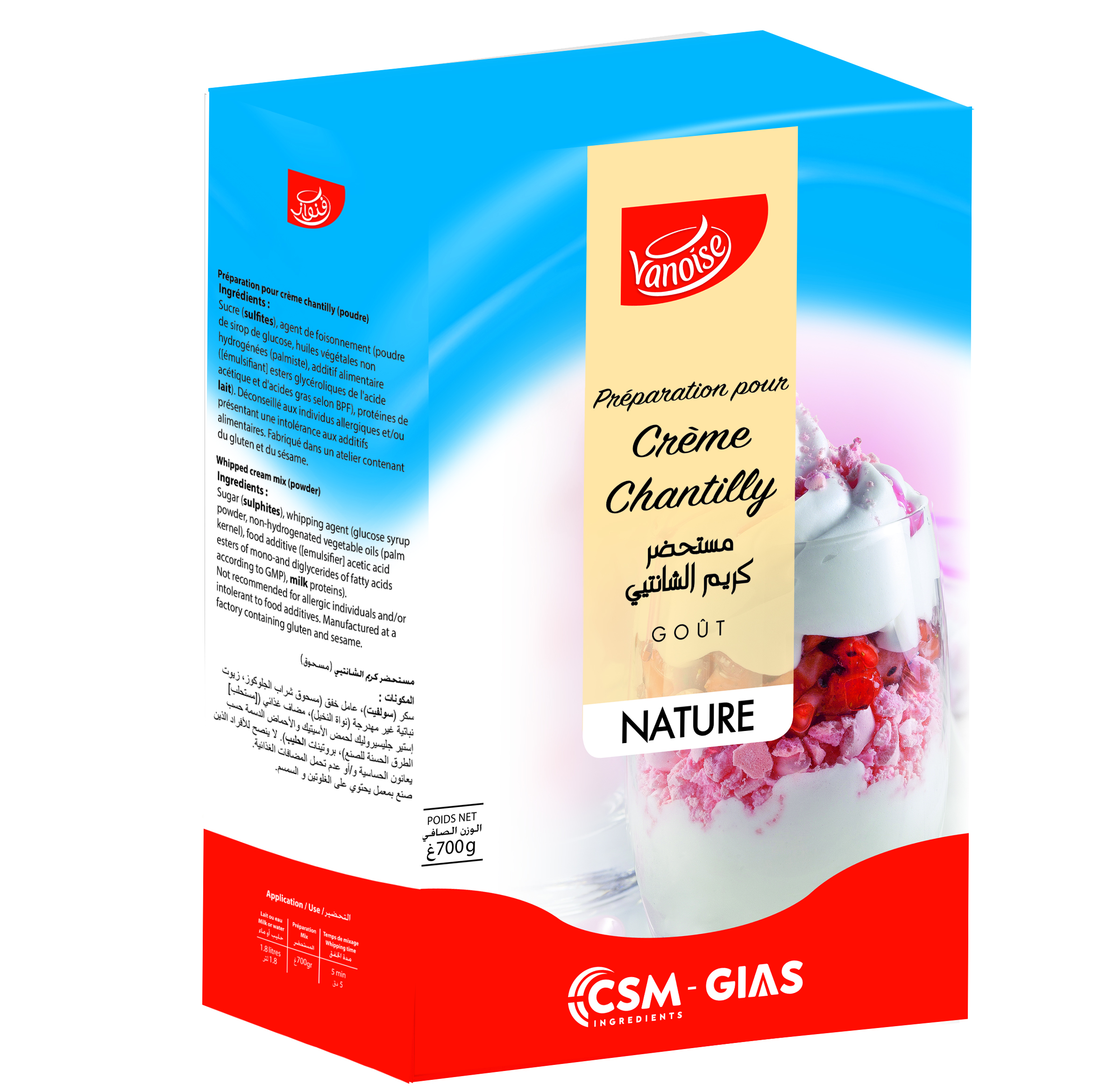 Préparation pour crème chantilly 700gr